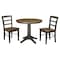 International Concepts 36 in. Round Extension Dining Table with Leaf and 2 Madrid LadderBack Chairs - 3 Piece Dining Set K45-36RXT-27B-C2-2 - alternate 4